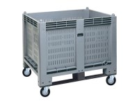 Cargopallet 600 PLUS grigio ATX con pareti grigliate, 2 travette e 4 ruote, 1200x800xh1000