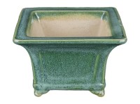 Vaso per bonsai quadrato in gres smaltato verde 11,5x11,5x8 cm - YP37P