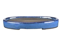 Sottovaso per bonsai ovale in gres smaltato blu 17x10,5x1,5 cm - BJ17b