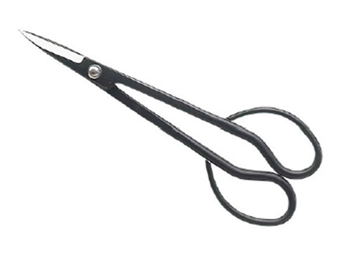 Short scissors with curved handle in burnished stainless steel for bonsai, 180 mm (TS-180-2i / P)