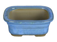 Vaso per bonsai Giapponese Morrisan rettangolare in gres smaltato azzurro 11x8,5x4,5 cm - B03-3-3A