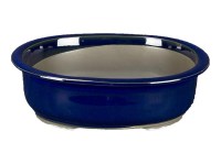 Vaso per bonsai Giapponese Morrisan ovale in gres smaltato blu 15x12x5,5 cm - B21-21c