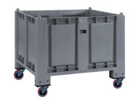 Cargopallet 600 PLUS grigio ATX con 4 ruote in poliuretano arancio, 1200x800xh1000