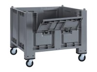 Cargopallet 600 PLUS grigio ATX con portello e 4 ruote, 1200x800xh1000