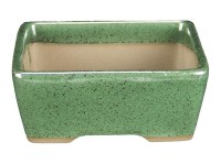 Vaso per bonsai Giapponese Morrisan rettangolare in gres smaltato verde 9x7x3,5 cm - B02-8-4D