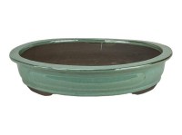 Vaso per bonsai ovale in gres smaltato verde 45x36x7,5 cm - 2827b