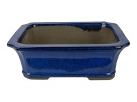 Vaso per bonsai rettangolare in gres smaltato blu 31,5x23,5x11,5 cm - 2830a