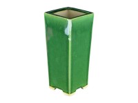 Vaso per bonsai quadrato in gres (stile a cascata) smaltato verde 7,5x7,5x20,5 cm - YM12