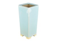 Vaso per bonsai quadrato in gres (stile a cascata) smaltato azzurro turchese 7,5x7,5x20,5 cm - YM10