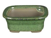 Vaso per bonsai Giapponese Morrisan rettangolare in gres smaltato verde scuro 11x8,5x4,5 cm - B03-3-3D