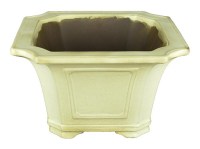 Vaso per bonsai quadrato in gres smaltato bianco 22,5x22,5x15 cm - TY120b