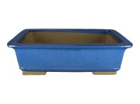 Vaso per bonsai rettangolare in gres smaltato blu 36x24,5x10,5 cm - ZM003b