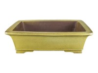 Vaso per bonsai rettangolare in gres smaltato giallo senape 32x24,5x9,5 cm - TY118b