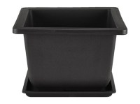 Vaso + sottovaso Cinese quadrato in plastica nera per bonsai 14x14x10,5 cm - PL17H