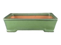 Vaso per bonsai rettangolare in gres smaltato verde 29,5x22,5x6,5 cm - J04b