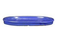 Sottovaso per bonsai ovale in gres smaltato blu 28x21x1,5 cm - GA13S