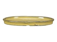Sottovaso per bonsai ovale in gres smaltato giallo senape 28x20,5x2 cm - GA14S