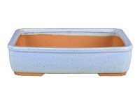 Vaso per bonsai rettangolare in gres smaltato azzurro 27,5x21x5,5 cm - G6a