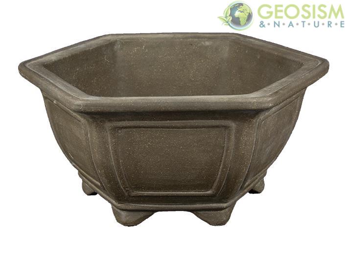 Hexagonal stoneware pot for bonsai 34x34x17.5 cm - WY1a