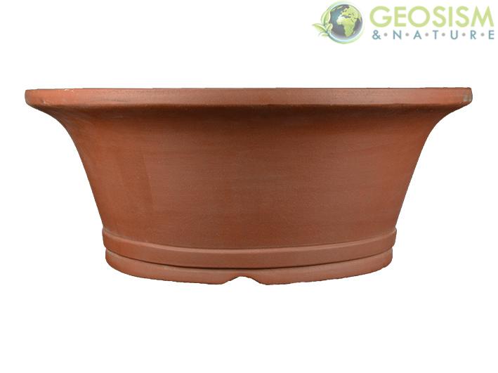 Maceteros de cerámica para interior y exterior marrones redondos