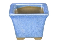 Quadratischer Morrisan japanischer Bonsaitopf aus blau glasiertem Steinzeug 5,5x5,5x4,5 cm - B02-8-2A