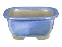 Rectangular Morrisan Japanese bonsai pot in blue glazed stoneware 7,5x6,5x3 cm - B02-8-12A