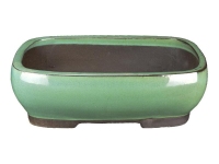 Green glazed stoneware rectangular bonsai pot 35x24x11 cm - 2842a