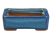 Rechteckiger dunkelblau-grün glasierter Steinzeugtopf für Bonsai 12,5x8x3,5 cm - XC032