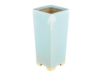 Turquoise blue glazed stoneware square bonsai pot 7.5x7.5x20.5 cm - YM10