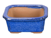 Pot à bonsaï rectangulaire en grès émaillé bleu 7,5x6x3,5 cm - SF29