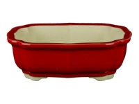 Ovale Bonsaischale aus rot glasiertem Steinzeug 14x9,5x4,5 cm - A11