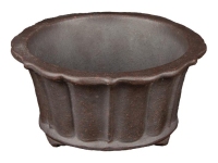 Round bonsai pot (lotus shape) in stoneware 10x10x5 cm - B113c