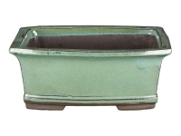 Green glazed stoneware rectangular bonsai pot 17x12,5x7 cm - 2846b