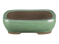 Rechteckiger grün glasierter Steinzeugtopf für Bonsai 35,5x24x11 cm - 2834a
