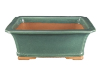 Rechteckiger grün glasierter Steinzeugtopf für Bonsai 35,5x25x14,5 cm - ZM006a