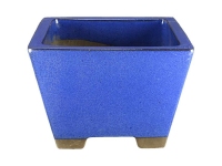 Pot à bonsaï carré en grès émaillé bleu 20x20x13,5 cm - 2847b