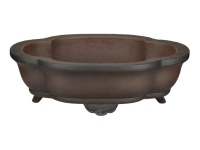 Oval bonsai pot (mokko shape) in stoneware 15x12.5x4 - B136a