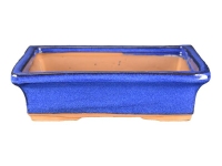 Pot rectangulaire en grès émaillé bleu pour bonsaï 19x13x5 cm - 2835Rb