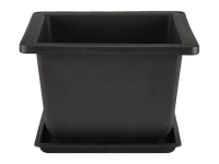 Chinesischer quadratischer Topf + Untertasse aus schwarzem Kunststoff für Bonsai 14x14x10,5 cm - PL17H