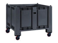 Cargopallet 600 PLUS industrial gray with 4 orange polyurethane wheels, 1200x800xh1000
