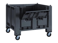 Cargopallet 600 PLUS industrial gray with door and 4 wheels, 1200x800xh1000