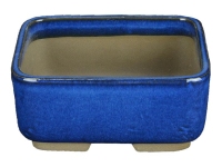 Japanischer Morrisan rechteckiger Bonsai-Topf aus blau glasiertem Steinzeug 11x8,5x4,5 cm - B03-3-4B