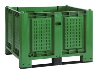 Cargopallet 700 PLUS green with grid walls and 2 beams, 1200x1000xh830