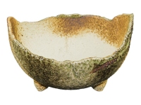 Japanese bonsai pot Morrisan oval in yellow-green glazed stoneware 11.5x9.5x4.5-5.5 cm - B13-27