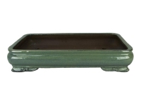 Green glazed stoneware rectangular bonsai pot 46x29.5x7 cm - YP106PV