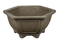 Hexagonal stoneware pot for bonsai 21x21x11.5 cm - WY1c