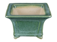 Green glazed stoneware square bonsai pot 11,5x11,5x8 cm - YP37P