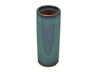 Round stoneware bonsai pot (waterfall style) dark blue-green glazed 3,5x3,5x12 cm - XC008