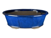 Ovale Bonsaischale aus blau glasiertem Steinzeug 45,5 x 34,5 x 13,5 cm - ZM008b