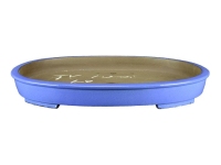 Ovale Bonsaischale aus blau glasiertem Steinzeug 46,5 x 34,5 x 4,5 cm - TY100d